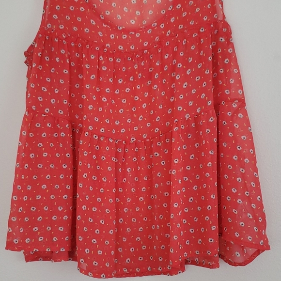 Soprano Orange Print Sleeveless Peasant Top S - Picture 3 of 7